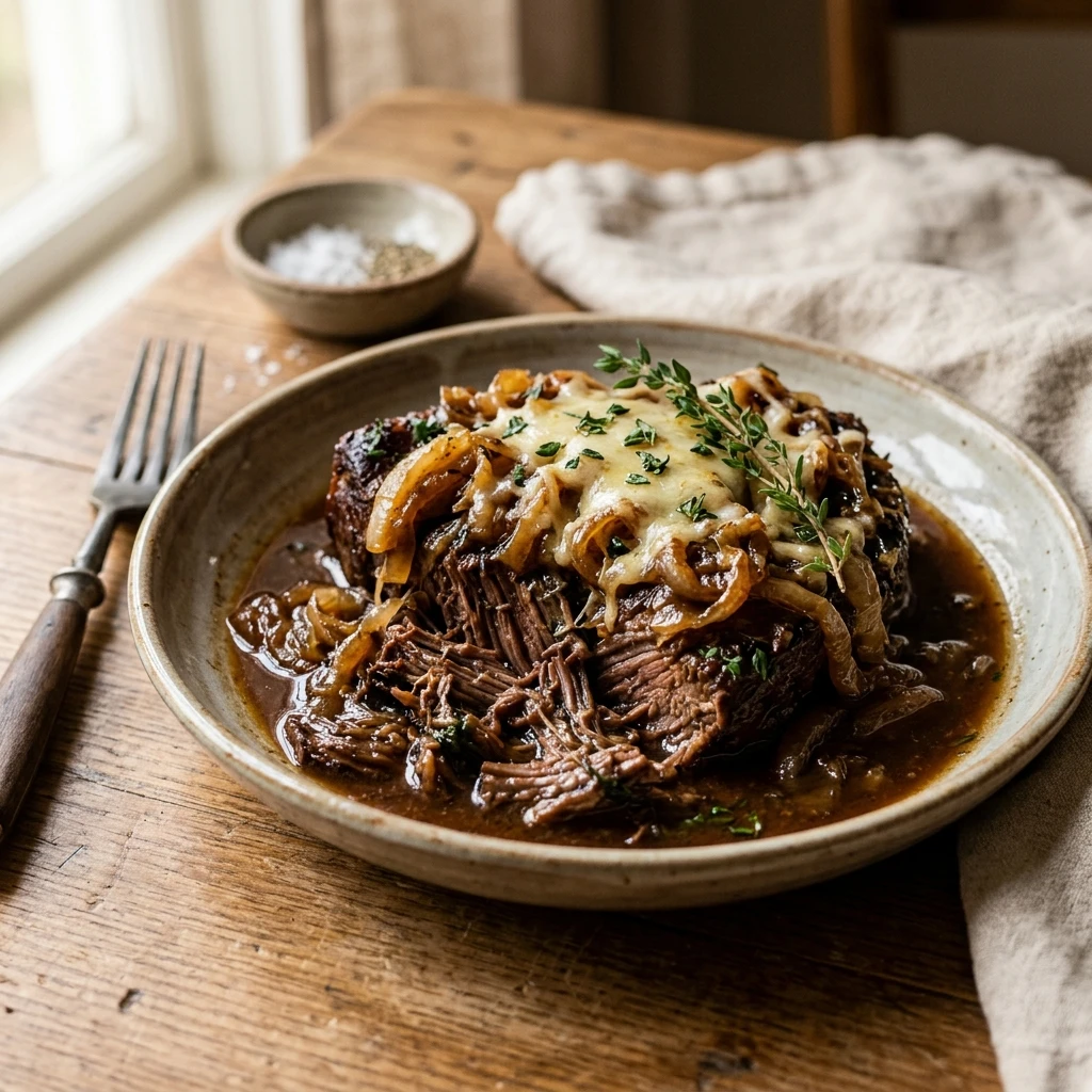 4-Ingredient French Onion Crock Pot Pot Roast