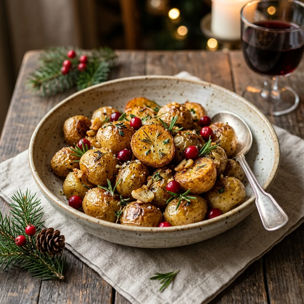 Christmas Garlic Herb Roasted Potatoes