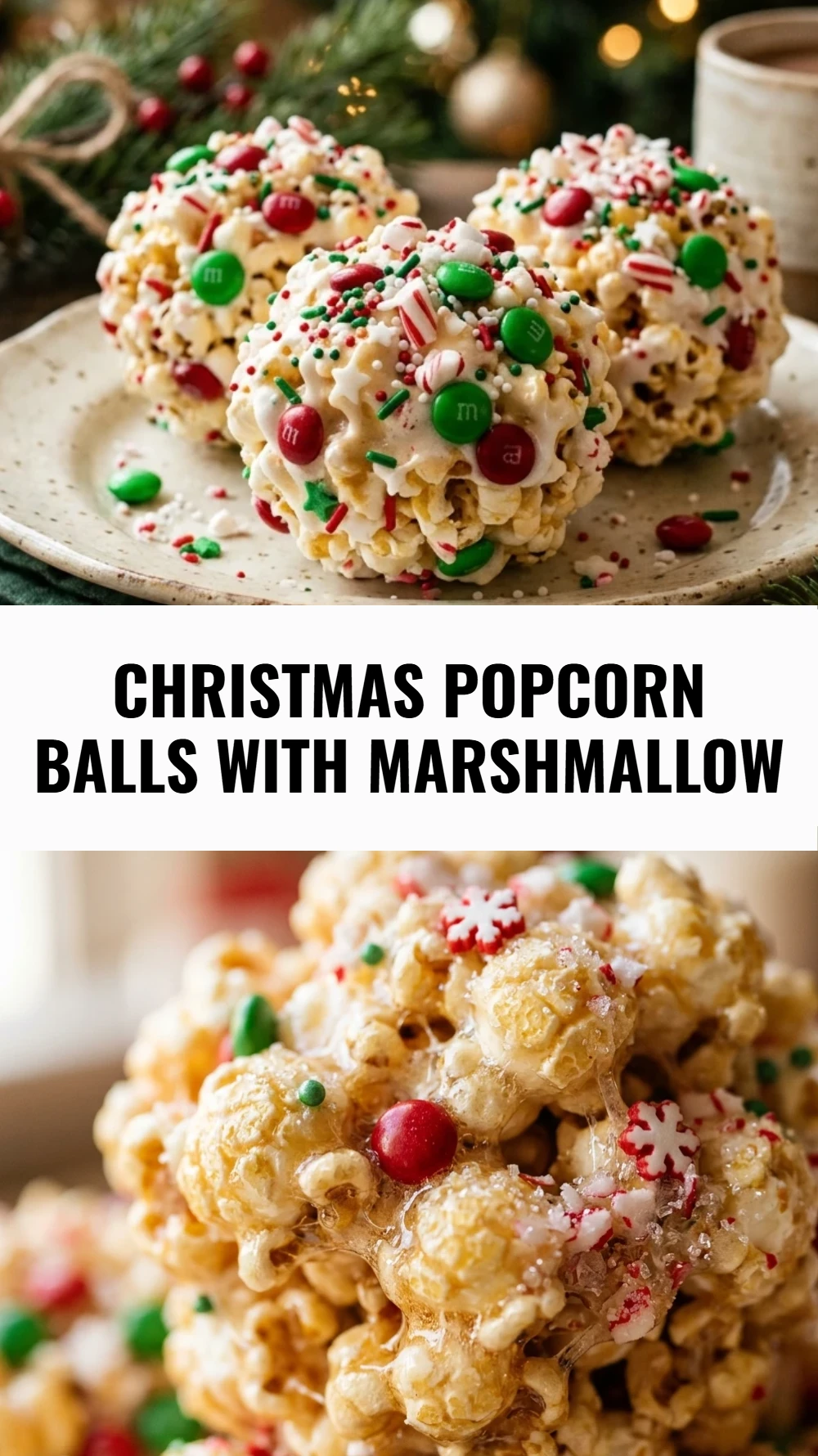 Christmas Popcorn Balls with Marshmallow