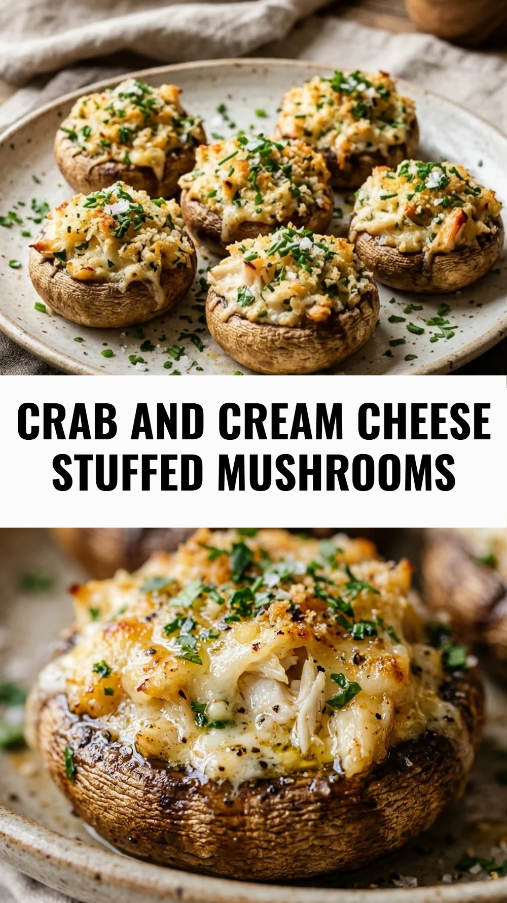 Crab and Cream Cheese Stuffed Mushrooms