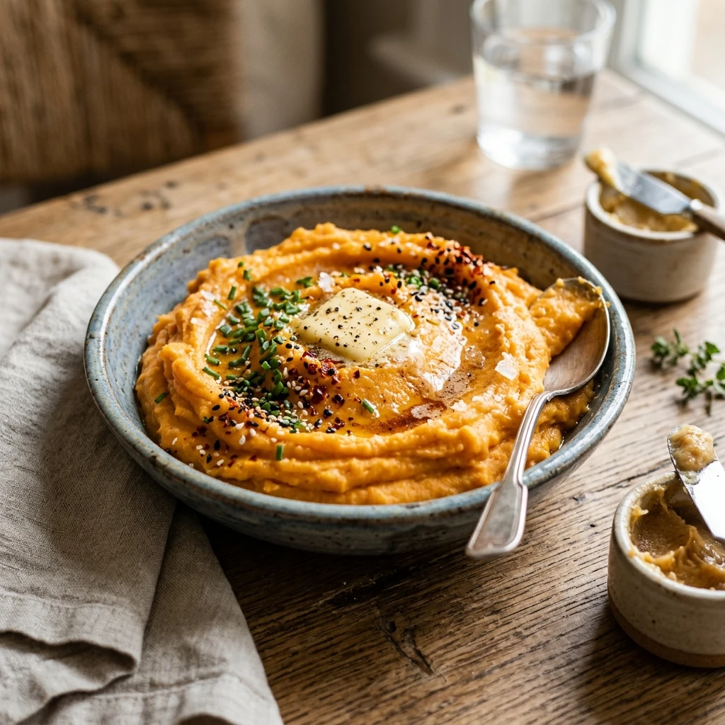 Mashed Sweet Potatoes with Miso Butter
