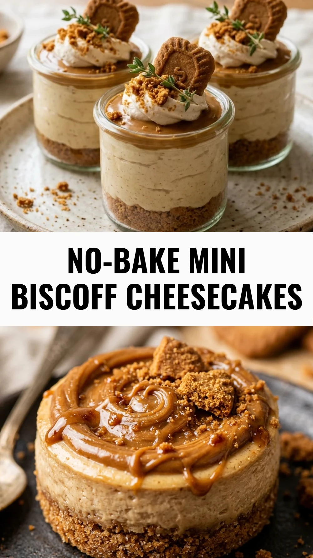 No-Bake Mini Biscoff Cheesecakes