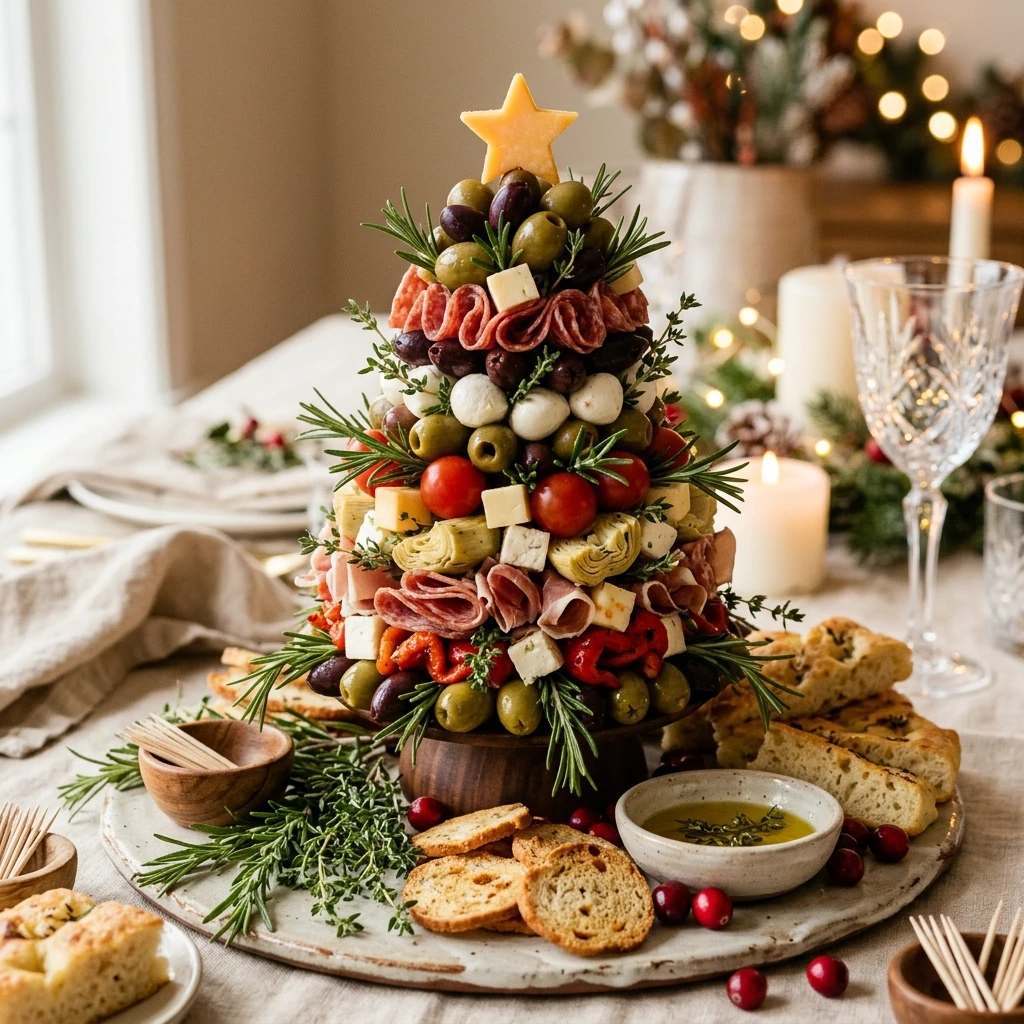 Olive and Antipasto Christmas Tree Appetizer