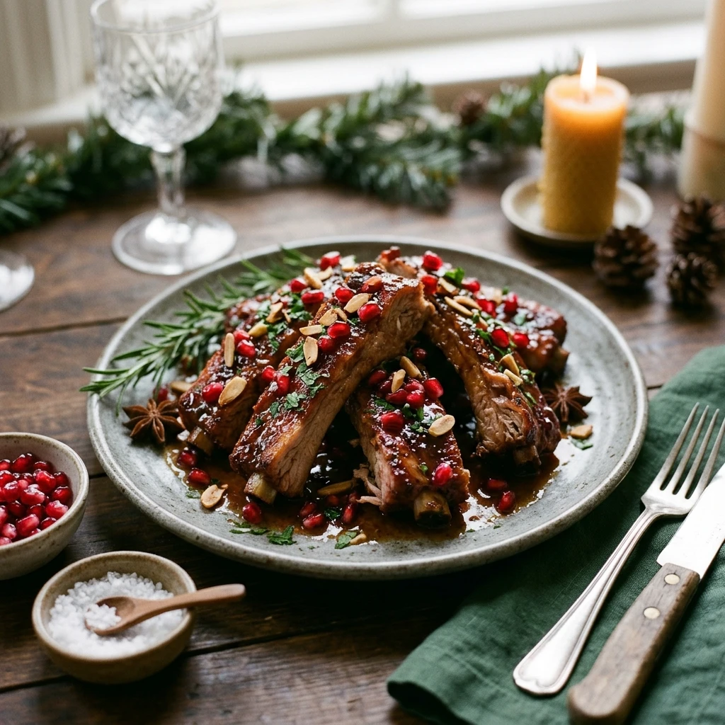 Pomegranate-Glazed Christmas Ribs