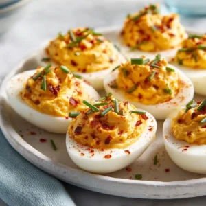 Spicy Chili Garlic Deviled Eggs