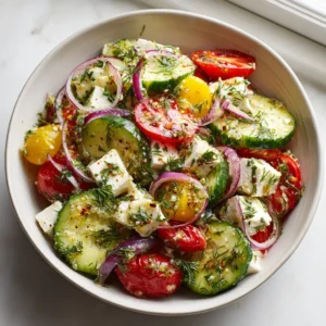 Cucumber Feta Salad With Lemon Greek Vinaigrette