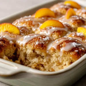 Peach Butter Swim Biscuits With Vanilla Glaze