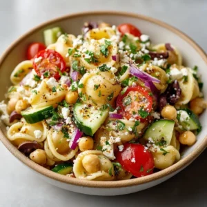 Quick High Protein Greek Pasta Salad