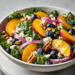 Summer Peach Blueberry Kale Salad