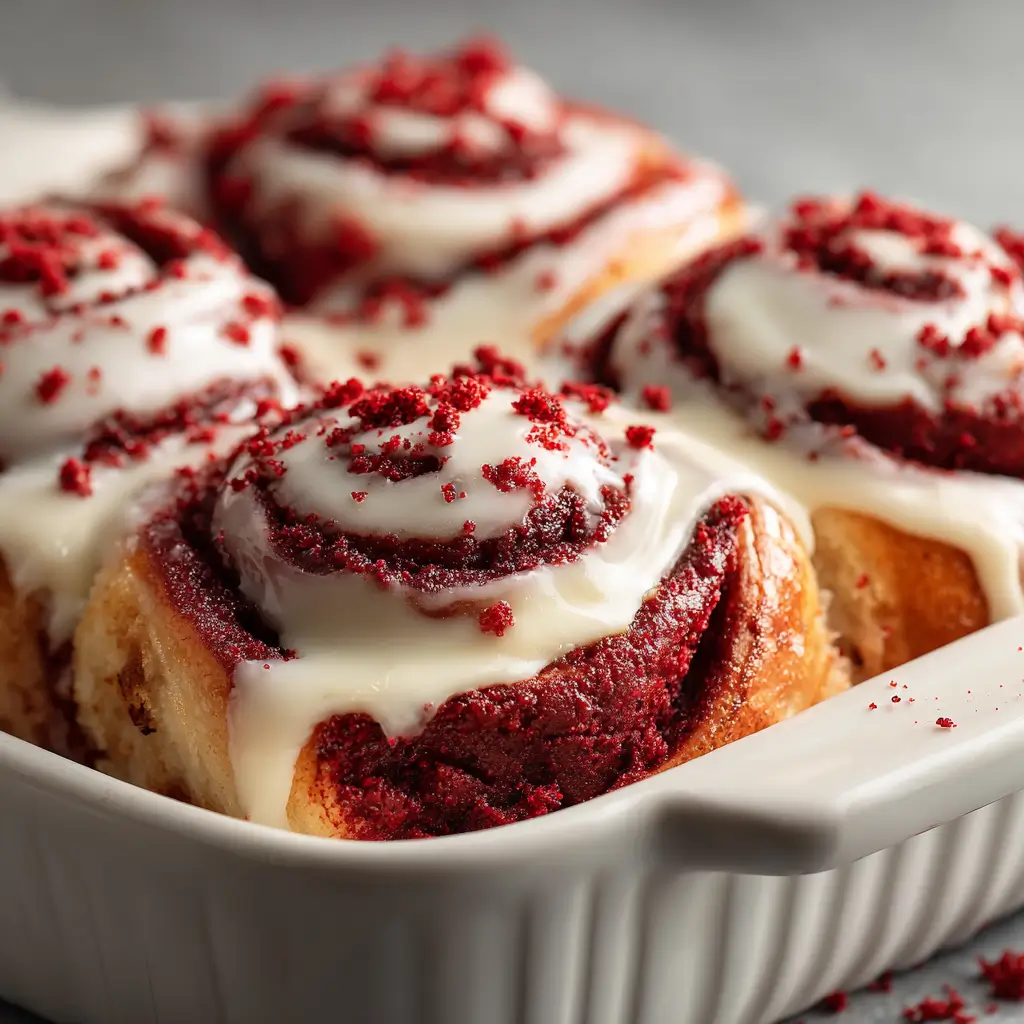 Heavenly Red Velvet Cinnamon Rolls