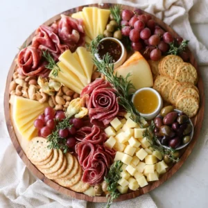 Charcuterie Board Idea With Cured Meats & Cheeses