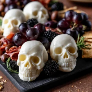 Halloween Mozzarella Skulls For Spooky Charcuterie Boards