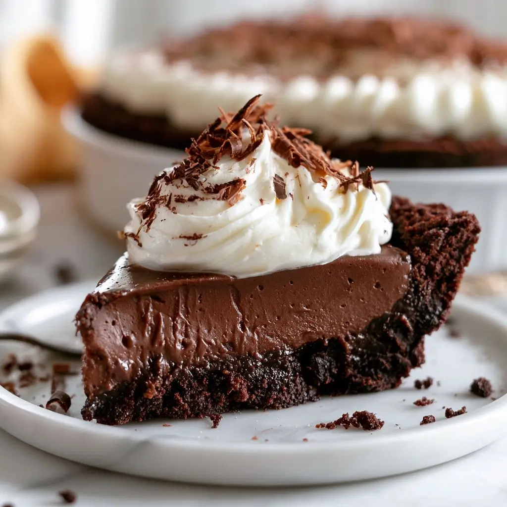 Homemade Chocolate Pudding Pie With Brownie Crust