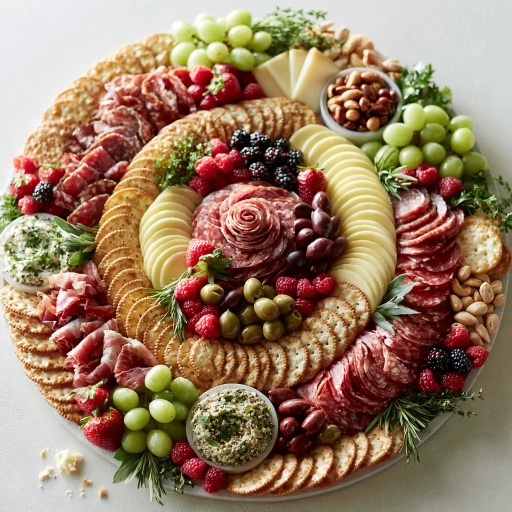 Round Charcuterie Board Layout For A Crowd