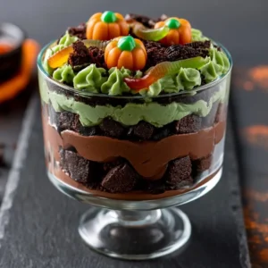 Brownie Dirt Pudding Halloween Dessert