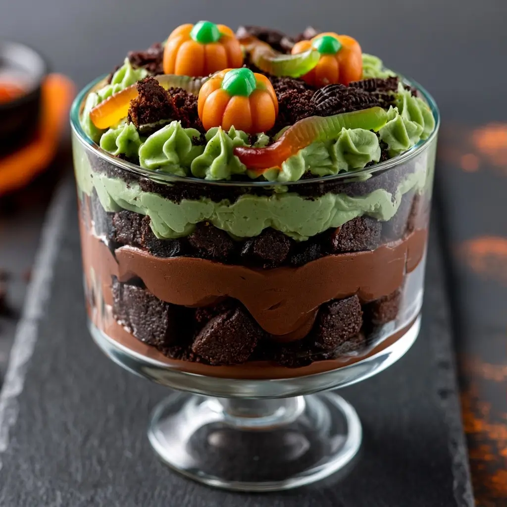 Brownie Dirt Pudding Halloween Dessert