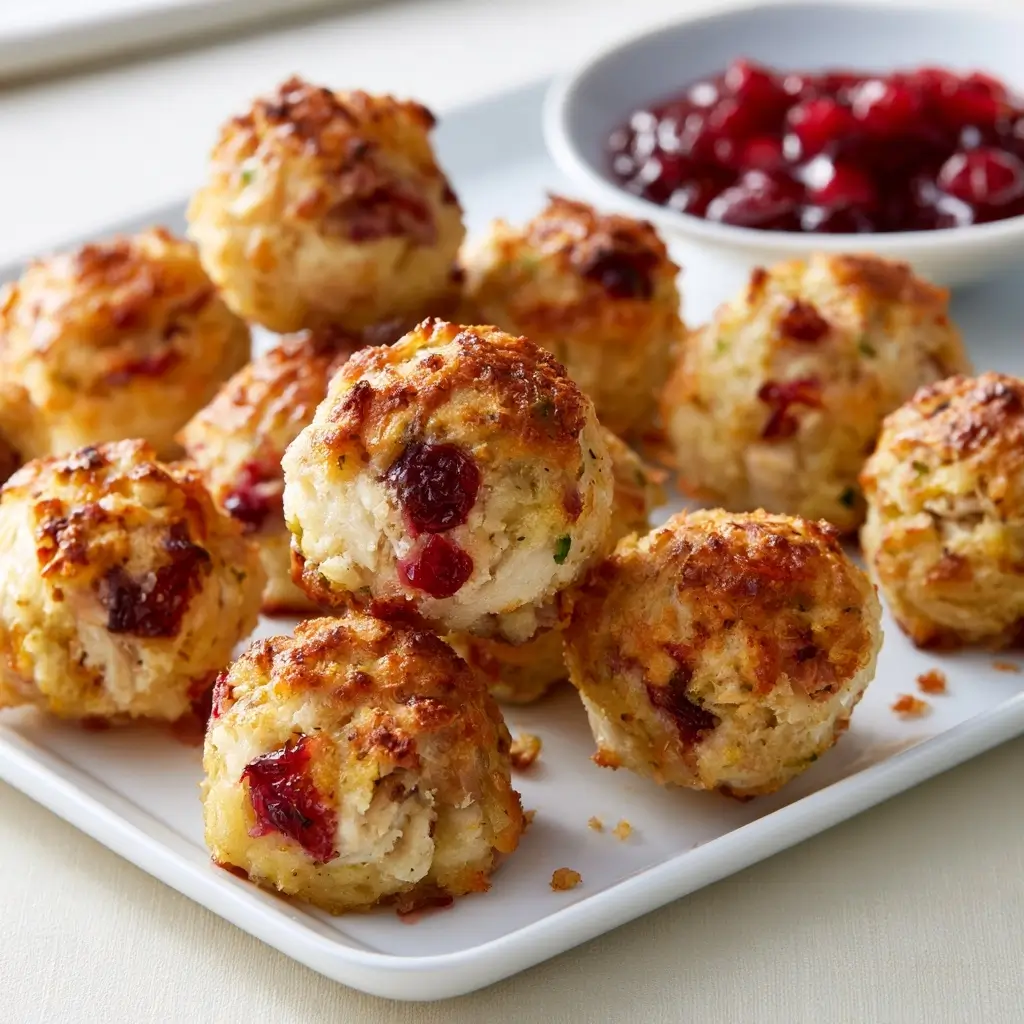 Cranberry Turkey Stuffing Balls | Thanksgiving Appetizer