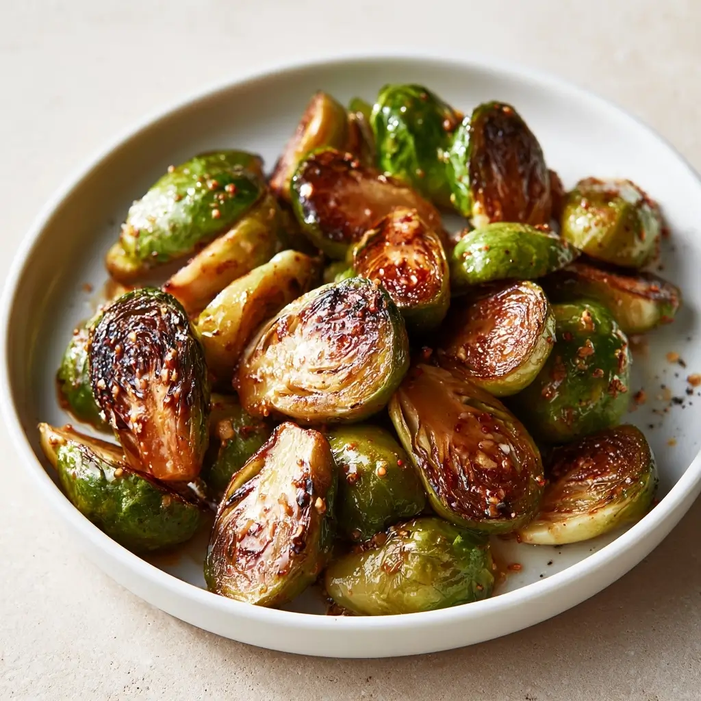 Crispy Brussels Sprouts With Maple Mustard Glaze