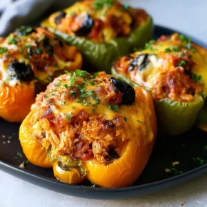 Shredded Chicken & Rice Stuffed Peppers (halloween Style)
