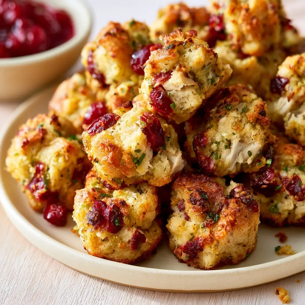 Savory Turkey Cranberry Stuffing Bites Appetizers For Thanksgiving