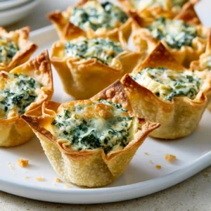 Spinach Artichoke Wonton Cups | Easy Holiday Appetizer