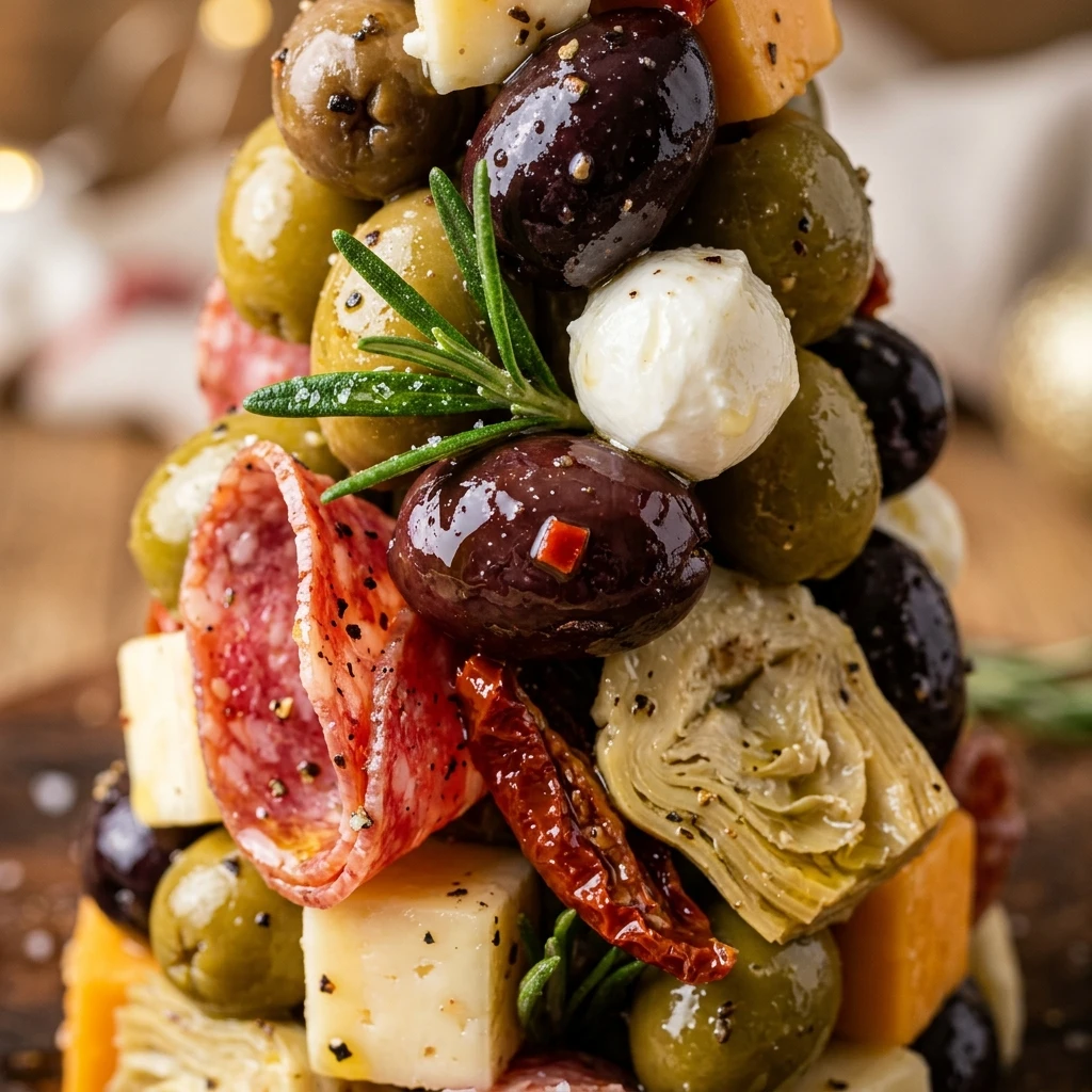 Olive and Antipasto Christmas Tree Appetizer